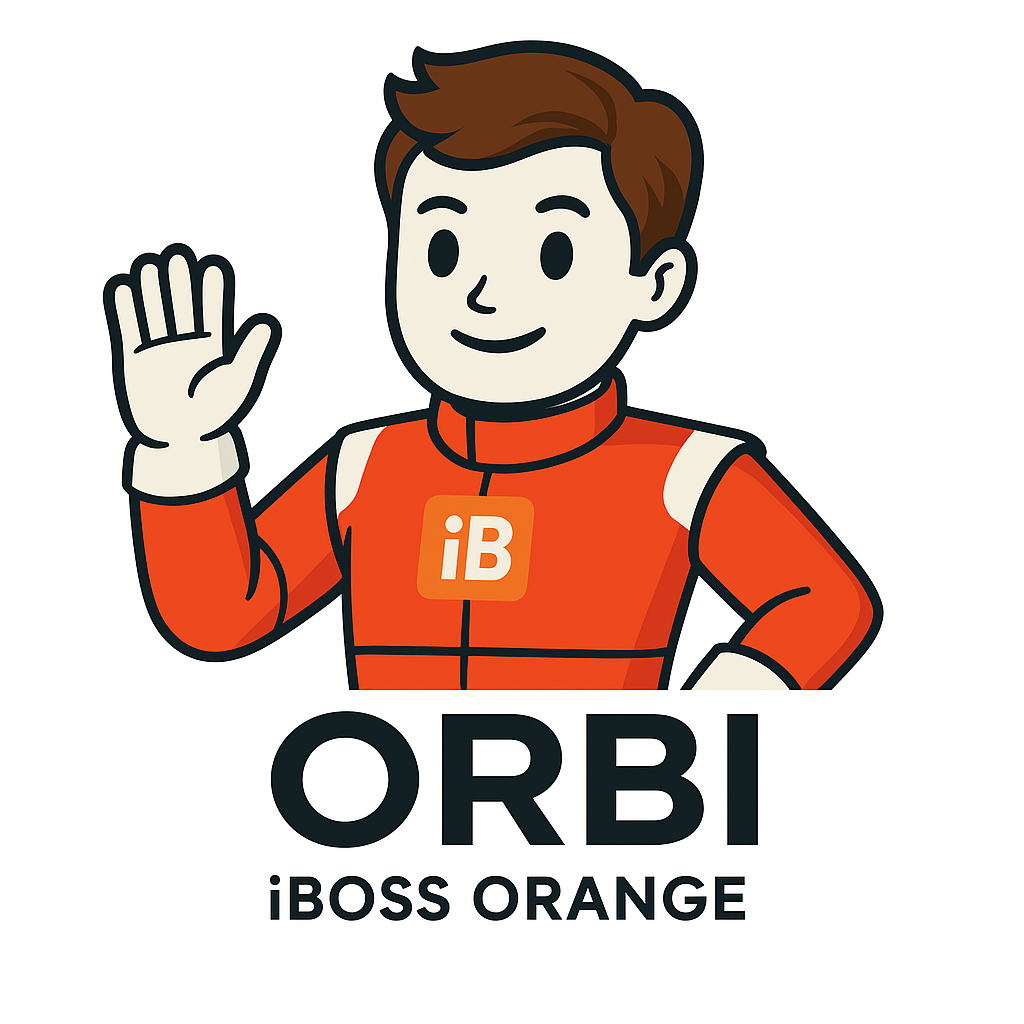 Orbi, der freundliche Begleiter in iBoss Orange